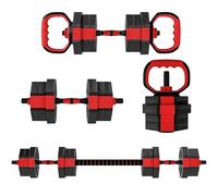 SPORTNOW Set di manubri regolabili 4 in 1, usati come Kettlebell, Barbell, Dumbbell, Push-Up Stand, set di pesi liberi da 20 kg per l'allenamento in palestra a casa di uomini e donne, rosso