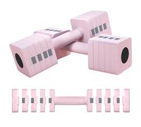 SPORTNOW Set di manubri regolabili da 5 kg con impugnatura antiscivolo e design quadrato Set di manubri per l'allenamento in casa, palestra, ufficio Set di manubri rosa