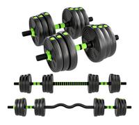 SPORTNOW Set di pesi regolabili da 25 KG 2 in 1, Nero e Verde Aosom Italy