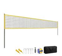 SPORTNOW Set di rete da pallavolo con pali in acciaio regolabili in altezza, portatile, regolabile, con pallavolo, linea di limitazione, borsa per il trasporto, per interni ed esterni