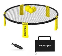 SPORTNOW Set gioco Spike, mini beach set con rete, 3 palline, Giallo | Pompa per pallone, borsa portatile, sport di squadra all'aperto