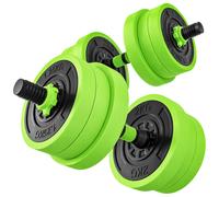 SPORTNOW Set Pesi da Palestra 4 in 1 da 20kg, Convertibile in Kettlebell, 2 Manubri, Bilanciere e Supporto Flessioni, Verde Aosom Italy