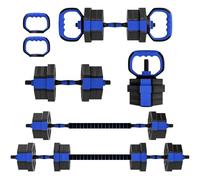 SPORTNOW Set Pesi da Palestra 6 in 1 da 20kg Totali in Plastica e Sabbia, Set Manubri Regolabili Utilizzabile come Kettlebell, Manubri, Bilanciere e Supporto per Flessioni, Allenamento a Casa, Blu