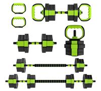SPORTNOW Set Pesi da Palestra 6 in 1 da 20kg Totali in Plastica e Sabbia, Set Manubri Regolabili Utilizzabile come Kettlebell, Manubri, Bilanciere e Supporto per Flessioni, Allenamento a Casa, Verde