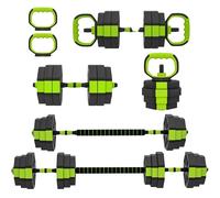 SPORTNOW Set Pesi da Palestra 6 in 1 da 25kg Totali in Plastica e Sabbia, Set Manubri Regolabili Utilizzabile come Kettlebell, Manubri, Bilanciere e Supporto per Flessioni, Allenamento a Casa, Verde