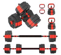 SPORTNOW Set Pesi da Palestra 6 in 1 da 30kg Totali in Plastica e Sabbia, Set Manubri Regolabili Utilizzabile come Kettlebell, Manubri, Bilanciere e Supporto per Flessioni, Rosso