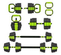SPORTNOW Set Pesi da Palestra 6 in 1 da 25kg Totali in Plastica e Sabbia, Set Manubri Regolabili Utilizzabile come Kettlebell, Manubri, Bilanciere e Supporto per Flessioni, Allenamento a Casa, Verde