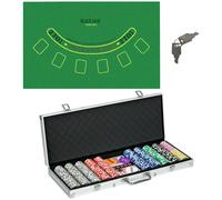 SPORTNOW Set Poker per 8 Giocatori, 2 Mazzi di Carte e 5 Dadi