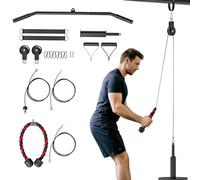 SPORTNOW Sistema di Puleggia per Palestra, Carrucola Palestra per Home Gym, Pulley LAT Machine per Allenamento Bicipiti e Tricipiti, Attacco per Dischi Pesi Universali e Accessori