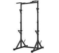 SPORTNOW Squat Rack con Barra Trazioni e Portadischi in Acciaio Nero
