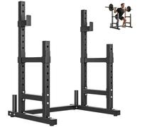 SPORTNOW Rack Bilanciere Regolabile 2 Livelli con Porta Dischi in Acciaio Nero
