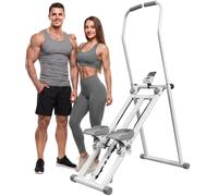 SPORTNOW Stair Stepper Verticale con Manubri Regolabile a 3 Livelli, Bianco