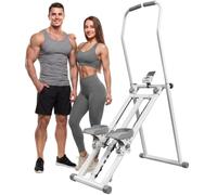 SPORTNOW Stair Stepper Verticale Vertical Climber Display LCD 150 kg Bianco | Stepper Fitness Casa Pieghevole e Compatto, Manubri Regolabili a 3 Livelli