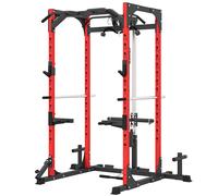 SPORTNOW Stazione Fitness Multifunzione con Supporti e Barre Nero e Rosso