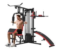 SPORTNOW Stazione Fitness Multifunzione in Acciaio e PU Nera