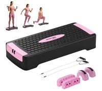 SPORTNOW Stepper Fitness Regolabile su 2 Livelli, Altezza 11/16 cm, Rosa e Nero