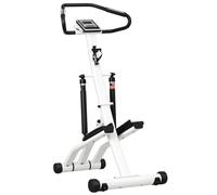 SPORTNOW Stepper Pieghevole per Casa Scala Bianco e Nero | 12 livelli di resistenza idraulica, stair climber, monitor LCD, sensore di frequenza cardiaca, portabevande.