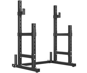 SPORTNOW Supporto Bilanciere Design a Doppio, Squat Rack Altezza Regolabile con Portadischi e Barre di Supporto, Rack Bilanciere Multifunzione per Palestra Casa Ufficio, Max 300 KG, Nero