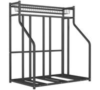 SPORTNOW Supporto per biciclette, supporto di parcheggio per 3 biciclette con cestino superiore 4 ganci 90 x 54 x 100 cm nero