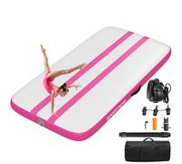 SPORTNOW Tappetino Gonfiabile Ginnastica con Pompa Elettrica, 3.05m, Rosa