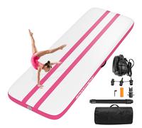 SPORTNOW Tappetino Gonfiabile Ginnastica con Pompa Elettrica, 3.05m, Rosa