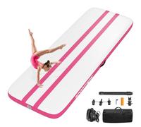 SPORTNOW Tappetino Gonfiabile per Ginnastica 3.05m, Tappeto Ginnastica Artistica 10cm Spessore con Pompa Elettrica, Borsa Trasporto, Kit Riparazione per Casa Yoga Pilates Fitness Cheerleading Palestra