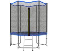 SPORTNOW Trampolino Elastico per Adulti Ø183cm, Tappeto Elastico Adulti con Rete di Protezione, Scala a 2 Gradini, Copertura di Sicurezza per Molle, Struttura in Acciaio, Portata 80kg, Blu