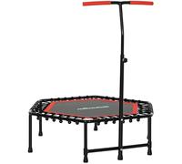 SPORTNOW Trampolino fitness 114 cm con corde elastiche, maniglia regolabile in 3 posizioni, trampolino stabile e silenzioso 100 kg di carico per allenamento indoor, rosso