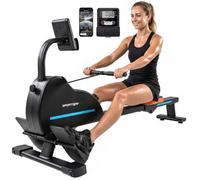 SPORTNOW Vogatore per Casa Magnetico Silenzioso 16 Livelli Resistenza | APP Bluetooth, Display LCD, Portatelefono, Ruote, Stoccaggio Verticale Salvaspazio, Max 130kg, Fitness Casa Palestra