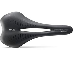 Sportourer by Selle Italia SZ Flow - Sella per Bicicletta Morbida con Seduta Stretta, Resistente all'Acqua, Ergonomica, Adatta a Tutti i Tipi di Bici - Taglia unica S2, Nero