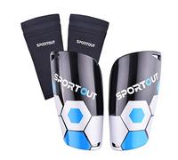 Sportout Bambini Giovani Adulti Calcio parastinchi Elastico, con Maniche, Offre Protezione Completa per Le Gambe (Blue, L)