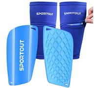 Sportout Bambini Giovani Adulti Calcio parastinchi Elastico, con Maniche, Offre Protezione Completa per Le Gambe (Blu-2, S)