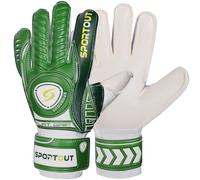 Sportout Guanti da portiere con Fingersave, guanti da calcio, guanti da portiere da uomo, in lattice, 4 mm, per bambini, adulti e ragazzi (verde, 8)