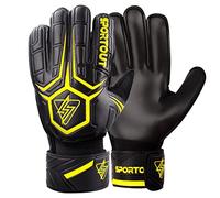 Sportout Guanti da portiere, per adulti, con presa forte per risparmiare più duratura, con spine per dare una protezione perfetta per prevenire lesioni (Giallo, 7)