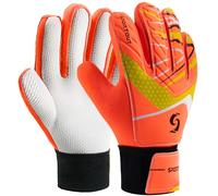 Sportout guanti da portiere per bambini,ragazzi e ragazze, guanti da allenamento con doppia protezione per il polso e materiale antiscivolo in lattice resistente allusura (Orange, 8)
