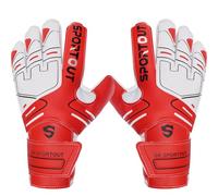 Sportout Guanti per Portiere per Adulti e Bambini, Ottime Vestibilità e Funzionalità, Sicuro e Confortevole, Protezione Imbottita per le Vostre Mani, Ridurre il Rischio di Infortun. (Red, 8)