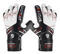 Sportout Guanti per Portiere per Adulti e Bambini, Ottime Vestibilità e Funzionalità, Sicuro e Confortevole, Protezione Imbottita per le Vostre Mani, Ridurre il Rischio di Infortun. (Black, 5)