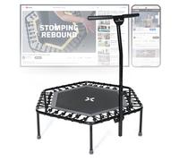 SportPlus Fitness Trampolino per la casa, con asta di supporto (regolabile in 5 altezze), molle in gomma morbida, molto silenziose e portata fino a 130 kg