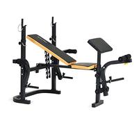 Sportplus Panca Pieghevole Multifunzione Schienale Regolabile e Supporto Bilanciere e Pesi Butterfly e Curl Gambe e Polpacci