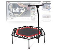 SportPlus Trampolino Fitness, Testato-TÜV, Ø 126cm, Sospensione Silenziosa con Cavo di Gomma, Impugnatura Regolabile in Altezza in 5 Posizioni, incl. Copertura dei Bordi, Peso Utente fino a 130 kg