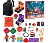 Sports Advent - 24 Days Basketball Keychain Surprises, Youth Gift Box Accessories, Fun Countdown Collectibles, Stocking Stuffer Set for Annual Meeting, Celebration and School Prizes