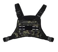Sports Chest Bag Men, Front Vest Style Training Pack, Adjustable Lightweight Chest Harness with Secure Zipper Pockets, for Running, Hiking, Cycling, Workout, Mobile Phones, Headphones, Travel,