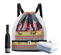 Sports Drawstring Backpack - 35x19x42cm Gym Bag, 1x Portable Beach Backpack | Polyester Travel Dry Wet Separated, Bag With Shoe Compartment Waterproof For Pool Gear, For Kayaking Yoga Fitness