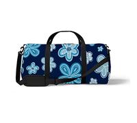 Sports Gym Duffle Bag for Yoga Dancing, Overnight Weekender Travel Bag Blue Flower, Workout Carry On Shoulder Bag for Women Men