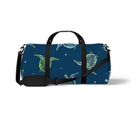 Sports Gym Duffle Bag for Yoga Dancing, Overnight Weekender Travel Bag Blue Green Little Turtles, Workout Carry On Shoulder Bag for Women Men