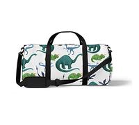 Sports Gym Duffle Bag for Yoga Dancing, Overnight Weekender Travel Bag Cartoon Green Dinosaurs, Workout Carry On Shoulder Bag for Women Men