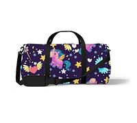 Sports Gym Duffle Bag for Yoga Dancing, Overnight Weekender Travel Bag Cartoon Unicorns with Diamonds, Workout Carry On Shoulder Bag for Women Men
