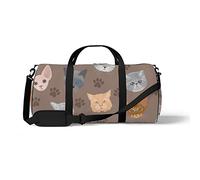 Sports Gym Duffle Bag for Yoga Dancing, Overnight Weekender Travel Bag Cat Head Seamless, Workout Carry On Shoulder Bag for Women Men
