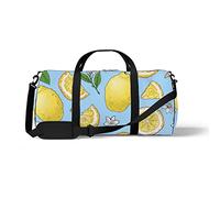 Sports Gym Duffle Bag for Yoga Dancing, Overnight Weekender Travel Bag Citrus Flowers Light Blue, Workout Carry On Shoulder Bag for Women Men
