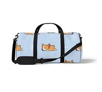 Sports Gym Duffle Bag for Yoga Dancing, Overnight Weekender Travel Bag Cute Corgi Sleeping, Workout Carry On Shoulder Bag for Women Men